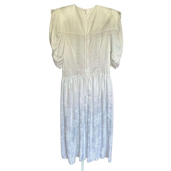 Vintage Gunne Sax Jessica McClintock White Satin w/ Lace overlay collar wedding - Picture 5 of 16